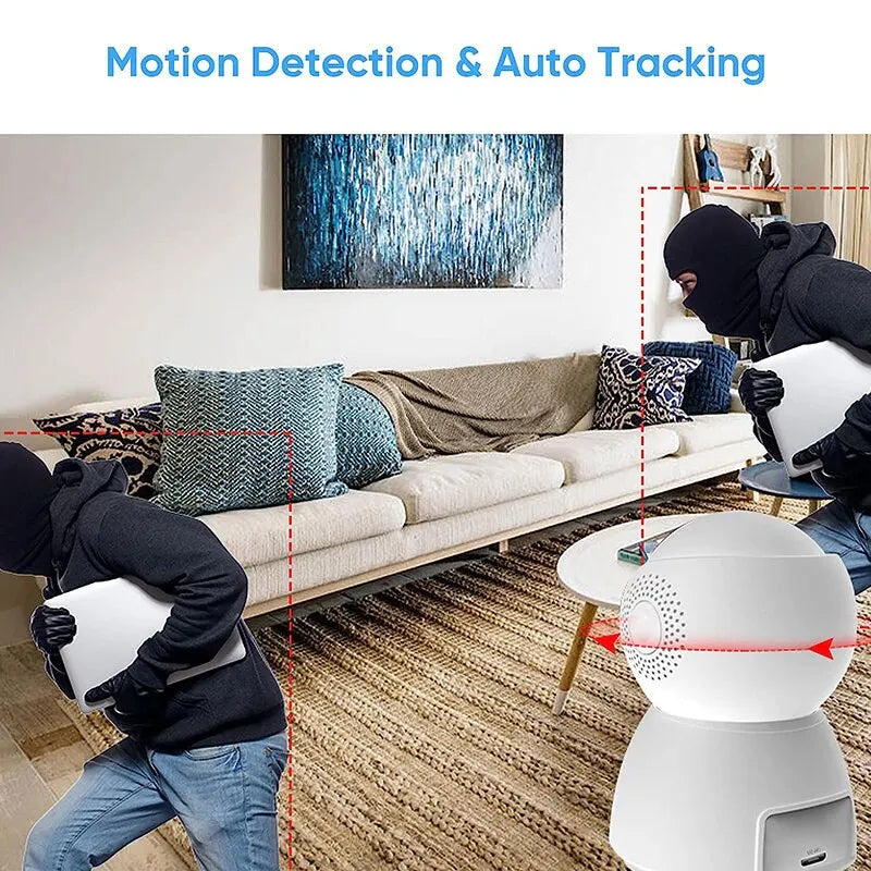 Câmera de Segurança PTZ WIFI FHD IP - Monitor de Bebê com Rastreamento Automático Inteligente, Compatível com Google Alexa